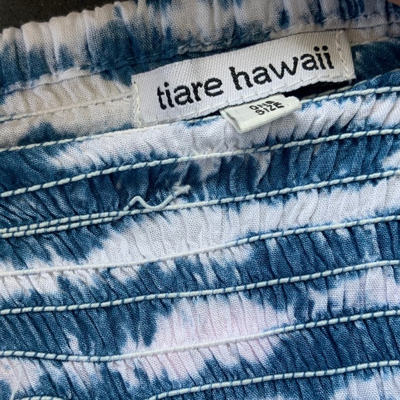 Tiara Hawaii Hollie Off Shoulder Tie Dye Blue White Hand Made Maxi Dress OS - Picture 7 of 9